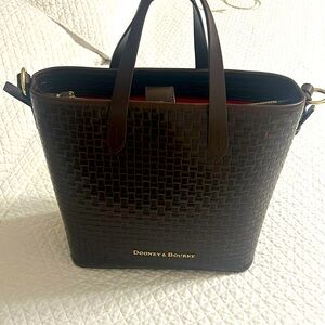 Dooney & Bourke caramel brown woven leather tote bag